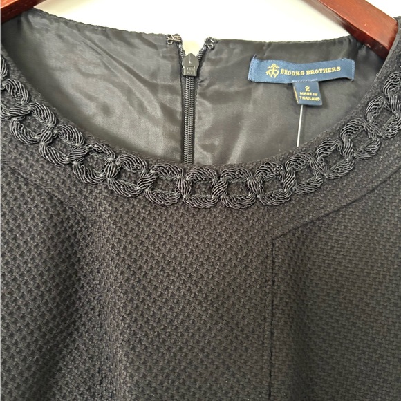 NWT- Brooks Brothers Black Textured Midi Dress - Picture 4 of 11